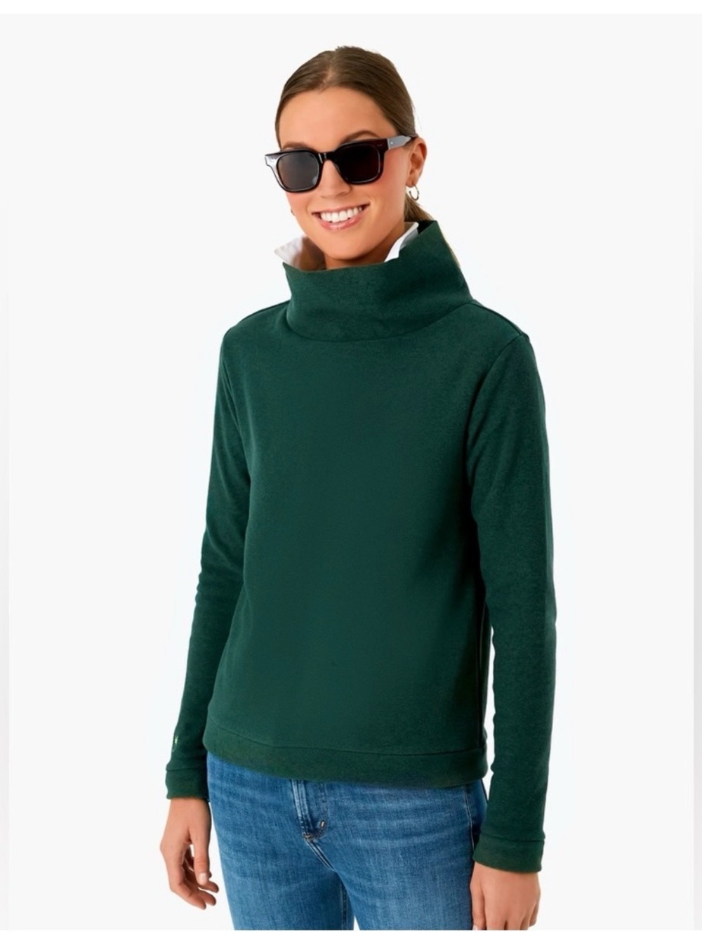 Dudley Stephens Dark Green Funnel Neck Sweater